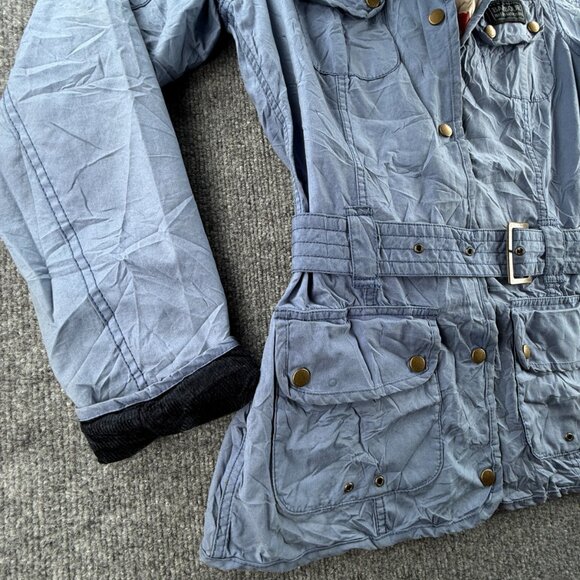 Barbour “vintage International” Waxed Jacket Women Blue Size US 6 Lined Outdoors - Picture 4 of 16
